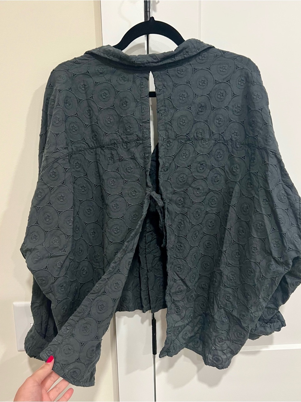 Acacia Long-Sleeve Scout Blouse/Top in “Licorice” Open back with tie - Size L